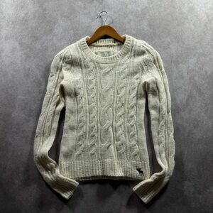 Abercrombie & Fitch Cream Cable Knit Turtleneck Sweater